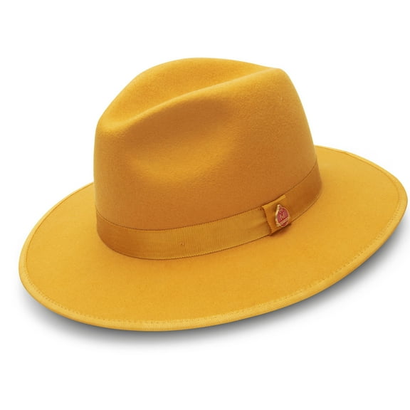 Montique Gold 3 1/8 Brim Red Bottom Wool Felt Dress Hat H-80