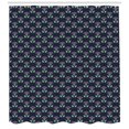 thumbnail image 3 of Flower Shower Curtain, Symmetrical Arrangement of Flowers Petals and Leaves Ornamental Composition on Blue, Fabric Bathroom Set with Hooks, 69"W X 75"L Long, Multicolor, by Ambesonne, 3 of 3