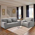 thumbnail image 4 of Queilt Gray Stretch Sofa Cover 3 Seater Sofa Cover with Armrests Universal Washable Non-Slip Elastic Sofa Cover with Armrests Protector Decoration for Sofa, 4 of 5