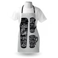 thumbnail image 4 of Coffee Apron, Words About Coffee with Take Away Mug Cup Silhouette Drinking Addiction Theme, Unisex Kitchen Bib with Adjustable Neck for Cooking Gardening, Adult Size, Pale Grey Black, by Ambesonne, 4 of 4