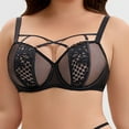 thumbnail image 6 of Minimizer Bras for Women Large Bust Full Coverage Push up Supportive Mesh Bralettes Lace Breathable Plus Size Bras (S（75G）, Black), 6 of 6