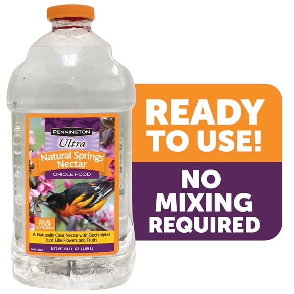 Pennington Natural Springs Ready to Use Fresh Oriole Nectar, 64 Fl Oz Liquid Wild Bird Food, 1 Pack