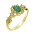 thumbnail image 1 of LBG British Made 10k Yellow Gold Natural Emerald & Cultured Pearl Womens Promise Ring - 33 size options - Size 7, 1 of 8