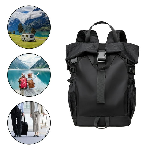 Mochila enrollable de gran capacidad, versátil, para mujeres y hombres, resistente al agua y portátil. negro