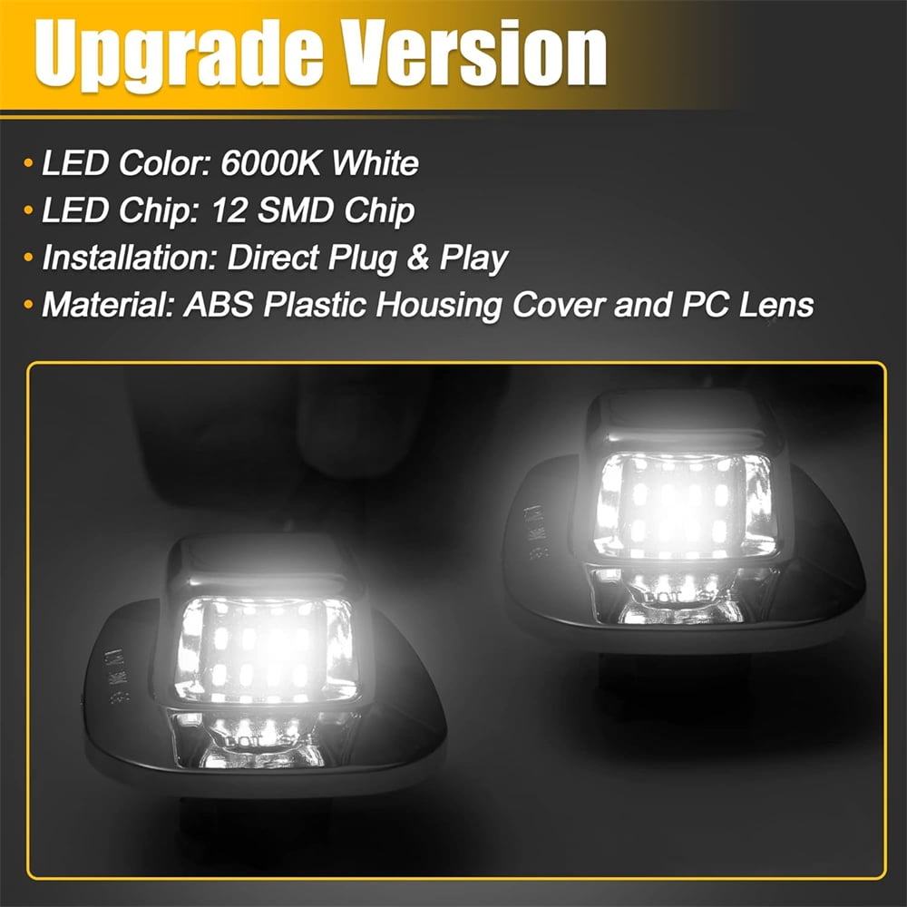 Zyutaosan 2Pcs Bright Led License Plate Lights Tag Lamps For Chevy C/K 1500 2500 3500 88-00