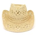 thumbnail image 1 of Nuevo sombrero de pareja al aire libre sombrero de protección solar de viaje sombrero de paja de vaquero occidental sombrero de paja tejido a mano (beige) brillar Electrónica, 1 of 4