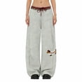 thumbnail image 7 of Womens Sweatpants Elastic Waist Side Pocket Solid Loose Sport Casual Wide Leg Sweatpants Women Grey M, 7 of 7