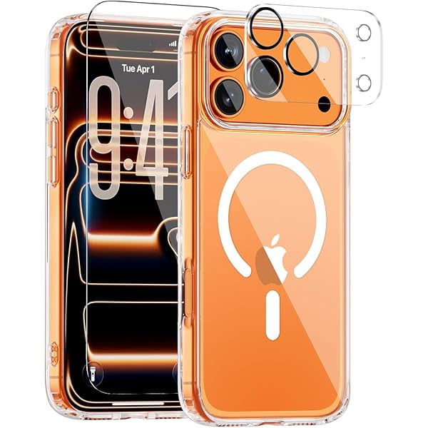 wonima11 for iPhone 17 Pro Max Case, Compatible with MagSafe, Magnetic Slim Cover, Anti-Yellowing & Shockproof, Full Camera Protection, Includes Screen & Lens Protectors, Clear Protective Case