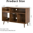 thumbnail image 2 of LUCKYELF Record Player Stand with Storage, Record Storage Cabinet, Wood Turntable Stand for Living Room Bedroom, Walnut Color, 2 of 7