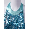thumbnail image 5 of CHICTRY Girls Shiny Sequins Ballet Unitard Latin Jazz Dance Performance Costume Blue 10, 5 of 7