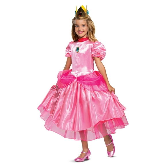 Girls Super Mario Deluxe Princess Peach Costume