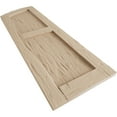 thumbnail image 6 of Ekena Millwork 18"W x 42"H (36" Low Side) Timberthane Hand Hewn Two Equal Flat Panel w/Elliptical Top Faux Wood Shutters (Per Pair), Primed Tan, 6 of 6