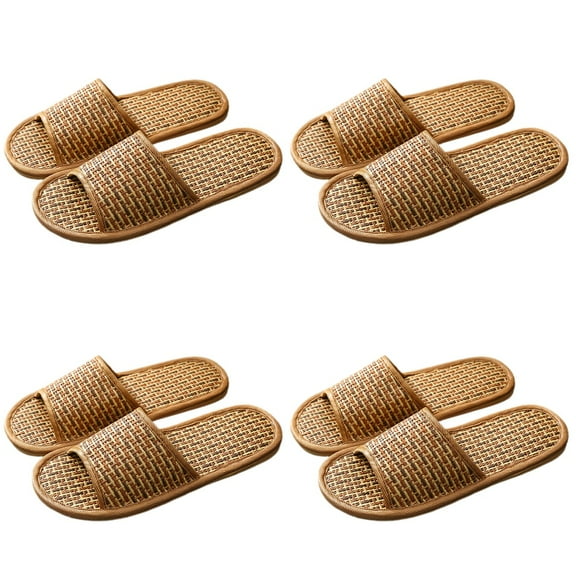 HOMEMAXS  4 Pairs Vine Grass Woven Sandals Rattan Straw Slippers Rustic Men Women