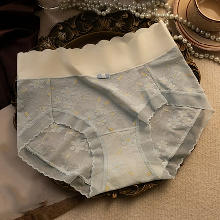 Soft Cloud Feeling Womens High Cut Feeling Pull Up Fashion Silk Panties - Blue XXL