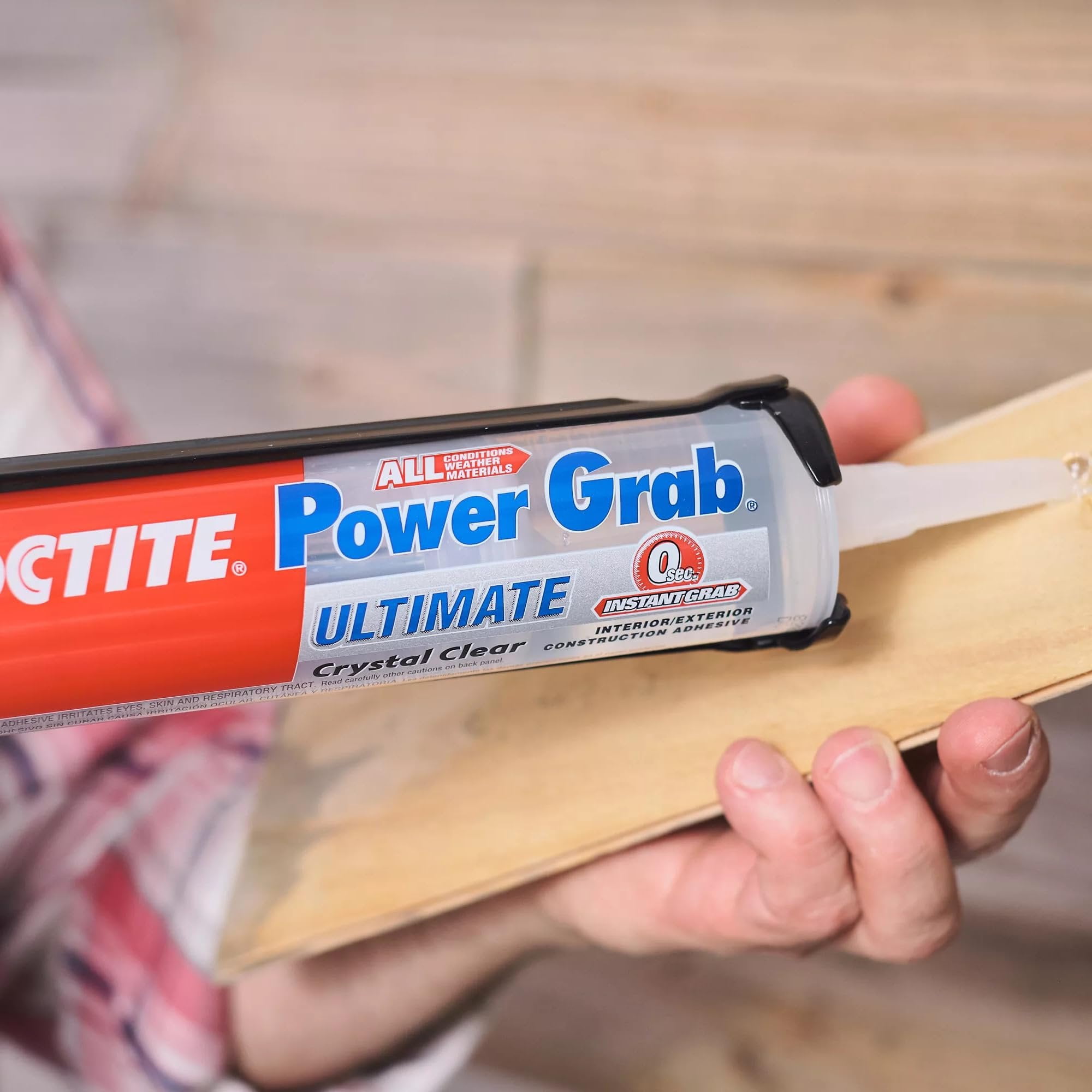 6-pack Loctite Power Grab Ultimate Construction Adhesive - Crystal Clear, Waterproof - 6 Pack, 9 fl oz — Residential Use, Standard Application