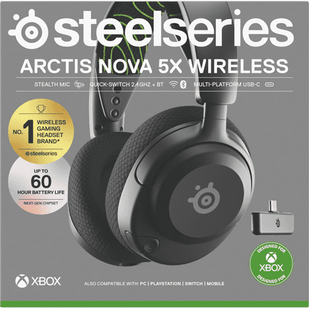 SteelSeries Arctis Nova 5X Wireless Gaming Headset — Xbox, PC, PlayStation, Nintendo Switch, Mobile - Black - USB C