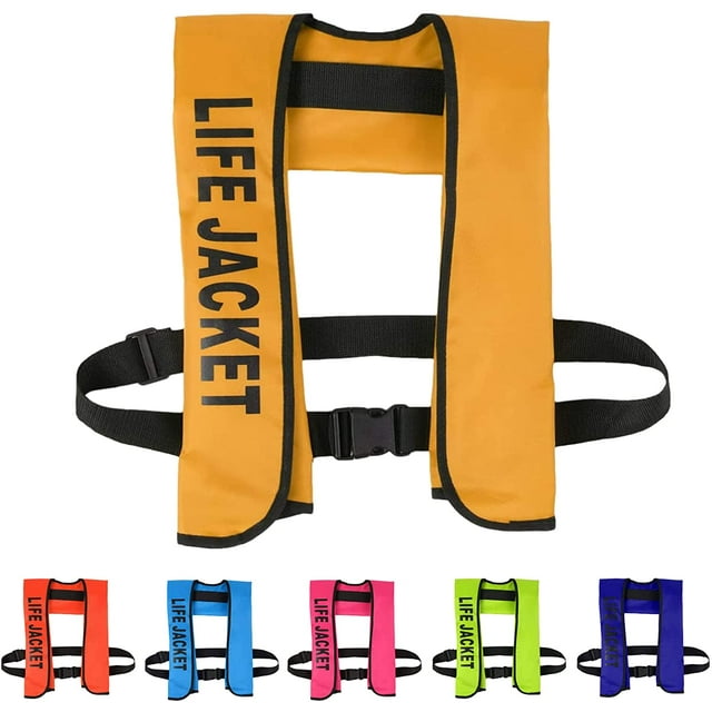 Life Jacket, Automatic Inflatable Life Jacket Vest, Adult Life Vest Water Sports Fishing Kayak Boating Jacket Life Jacket, Automatic and Manual Fast Inflation in 3-5 Seconds, CE Approved