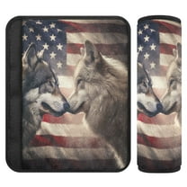 ALAZA Wolf and Flag Car Seat Belt Adjuster Neck Covers Shoulder Cushions Pads S