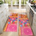thumbnail image 4 of Kitchen Rugs Sets Of 2,Bright Pioneer Flower Patchwork Anti Fatigue Kitchen Mat Rugs Non Slip Washable,Decorative Kitchen Floor Mats for Kitchen,Sink,Laundry,17"X47", 4 of 5