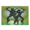 thumbnail image 1 of 70s Party Cutting Board, Silhouette Illustration of Couple Dancing in Disco Love, Decorative Tempered Glass Cutting and Serving Board, Large Size, Pale Green Dark Green, by Ambesonne, 1 of 1