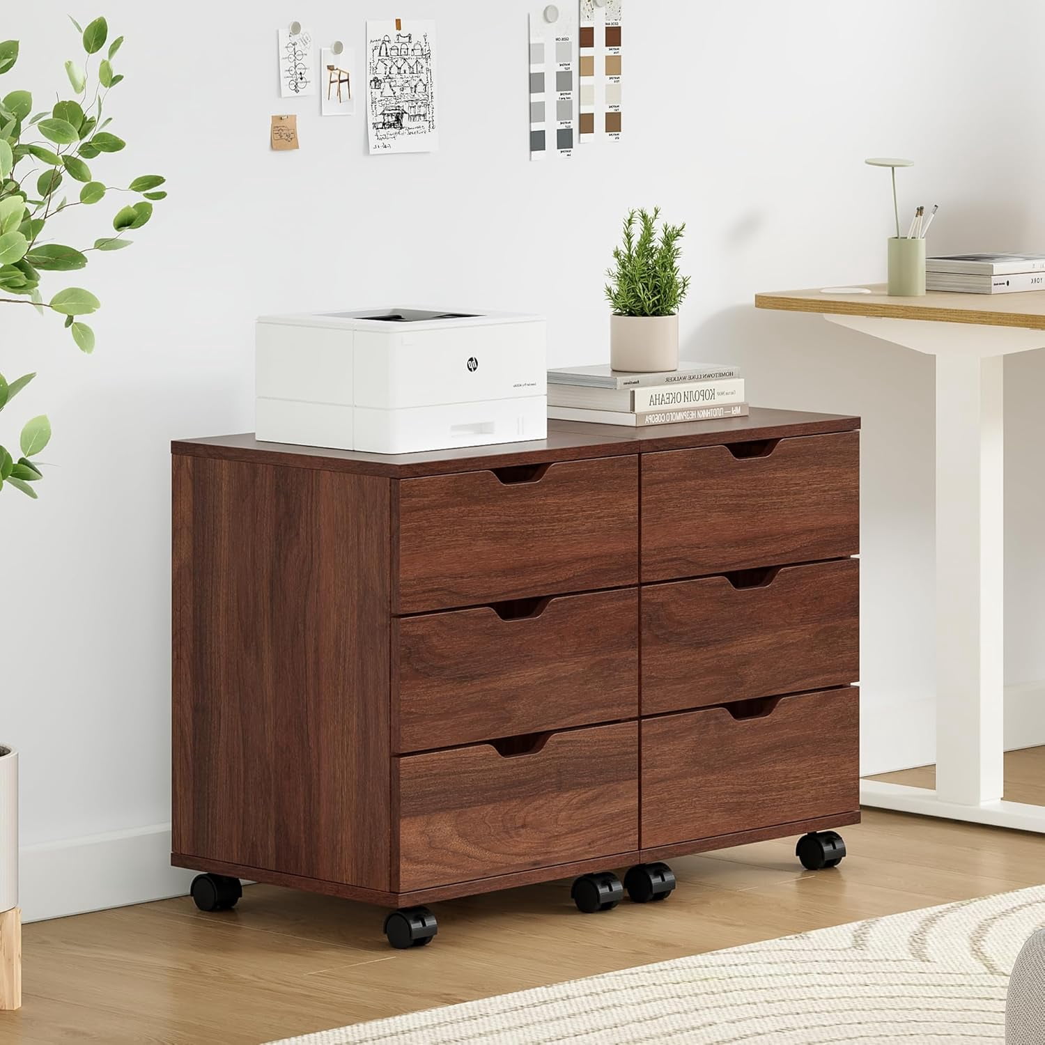 Farini 3-Drawer File Cabinet for Home Office, Mobile Wooden File Cabinet, for Under Desk Storage, Brown, Non-Assembled