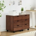 thumbnail image 6 of Farini 3-Drawer File Cabinet for Home Office, Mobile Wooden File Cabinet, for Under Desk Storage, Brown, Fully-Assembled, 6 of 6