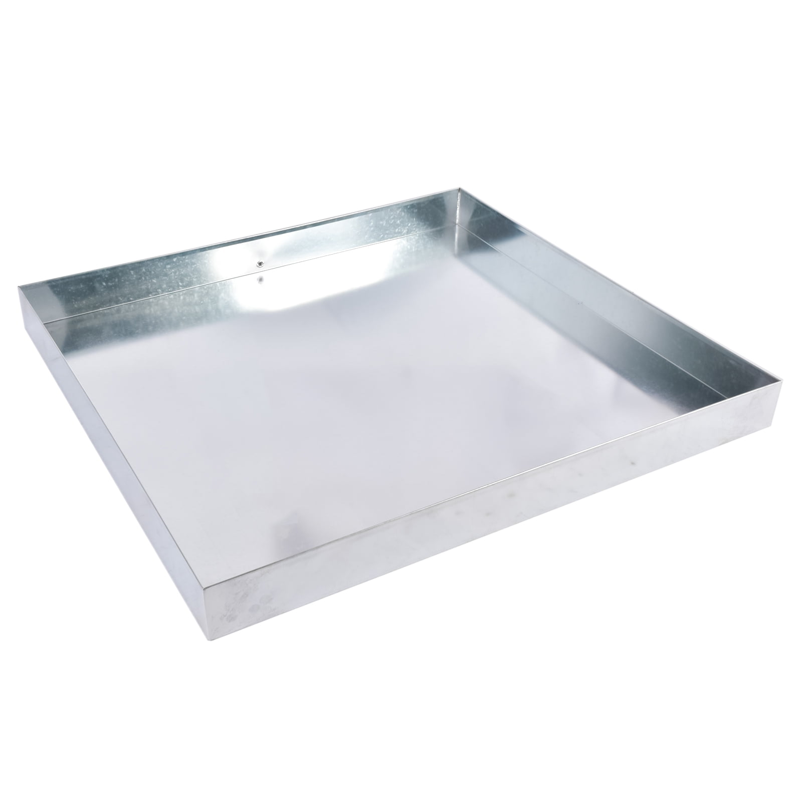 GELUOXI 27 x 25 x 2.5 Inch Washing Machine Pan Galvanized Steel Washing Machine Drain Pan Heavy Duty Compact Washer Drip Tray with Drain Hole & Hose Adapter