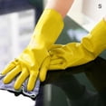 thumbnail image 3 of 3 Pairs Reusable Household Cleaning Dishwashing Kitchen Glove, Long Sleeve Thick Latex Working, Painting, Gardening Gloves,Pet Care(Size L,Yellow), 3 of 10