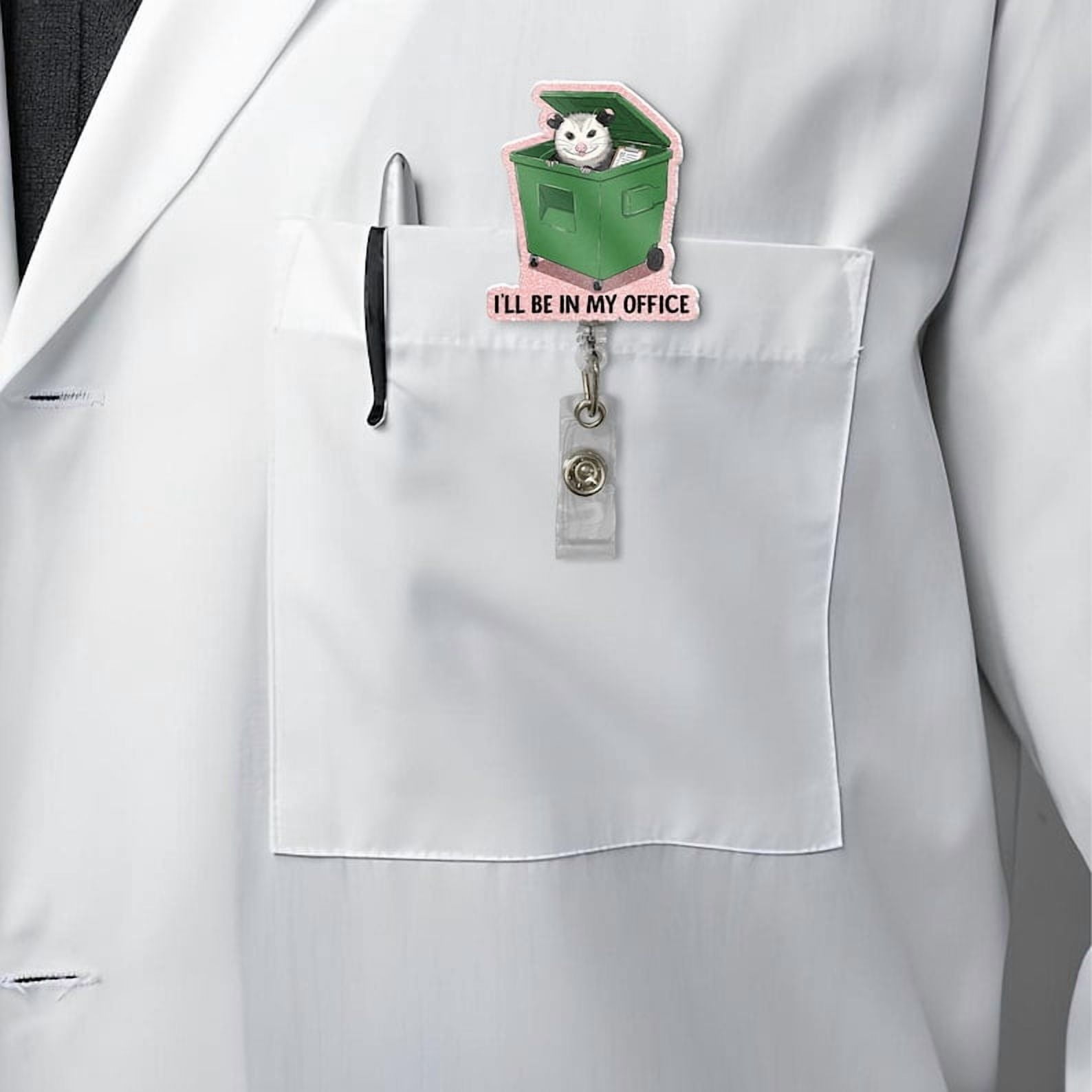 ViciArt Funny Possum Badge Reel, Acrylic Retractable ID Holder, I’ll Be In My Office Clip