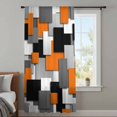 thumbnail image 3 of Burnt Orange Black Geometric Sheer Curtains 45 Inches Long, Modern Abstract Art Block Light Filering Curtains, Breathable Simi Curtain Privacy Drapes for Kitchen Bathroom Small Window Treatment, 3 of 9