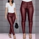 thumbnail image 3 of Pantalones ajustados casuales y sexys de cuero PU de color sólido de otoño e invierno para mujer, 3 of 6