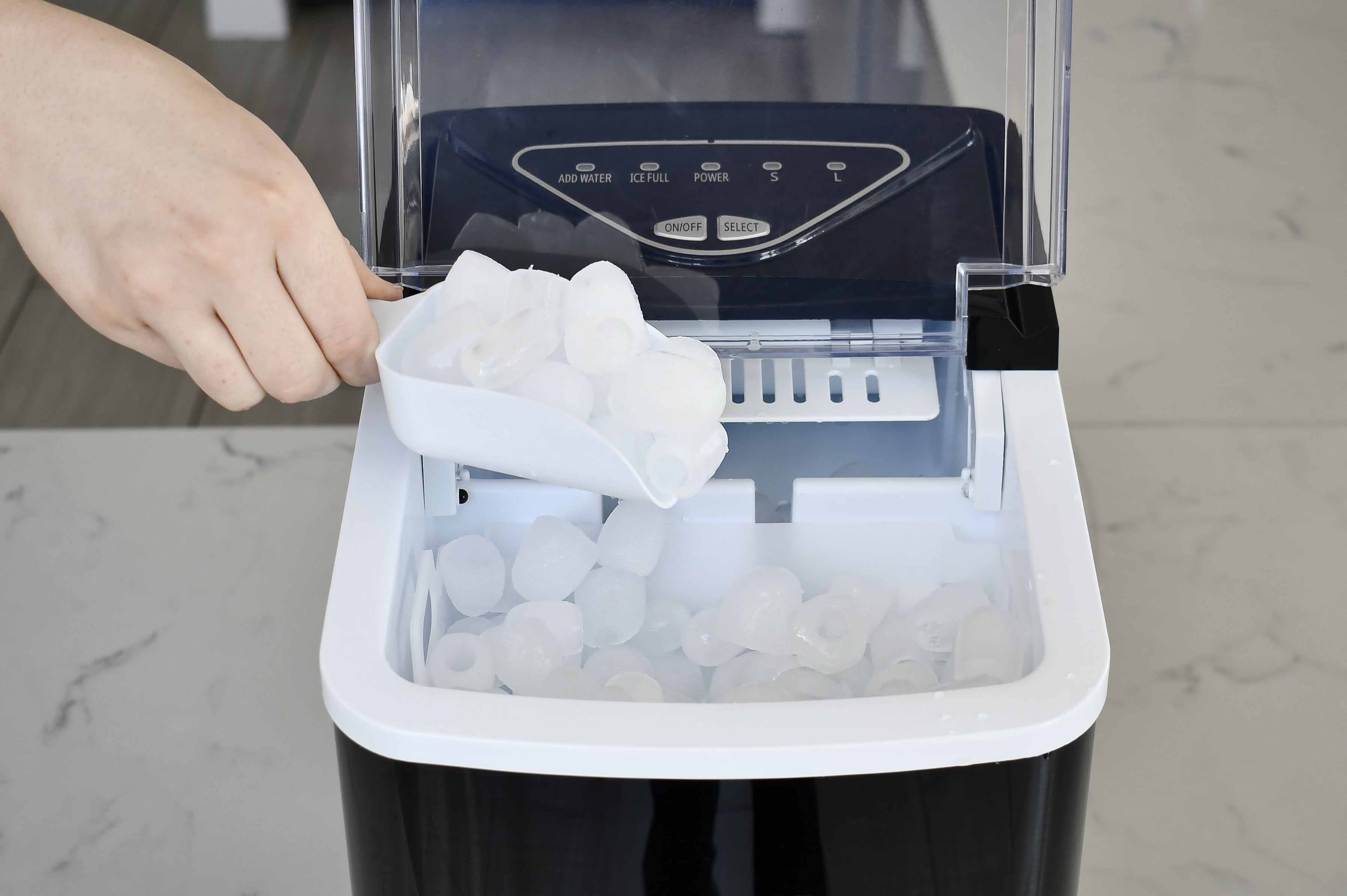 Frigidaire 26 lb. Bullet Ice Maker, Countertop Ice Machine with LED Control Panel, Black Stainless Steel