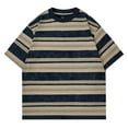 thumbnail image 2 of Jalioing Men's Striped Short Sleeve T Shirt Vintage Casual Crew Neck Loose Tees Tops Summer Shirts Streetwear, 2 of 5
