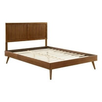 Pemberly Row Modern Wood Queen Platform Bed with Splayed Legs in Walnut