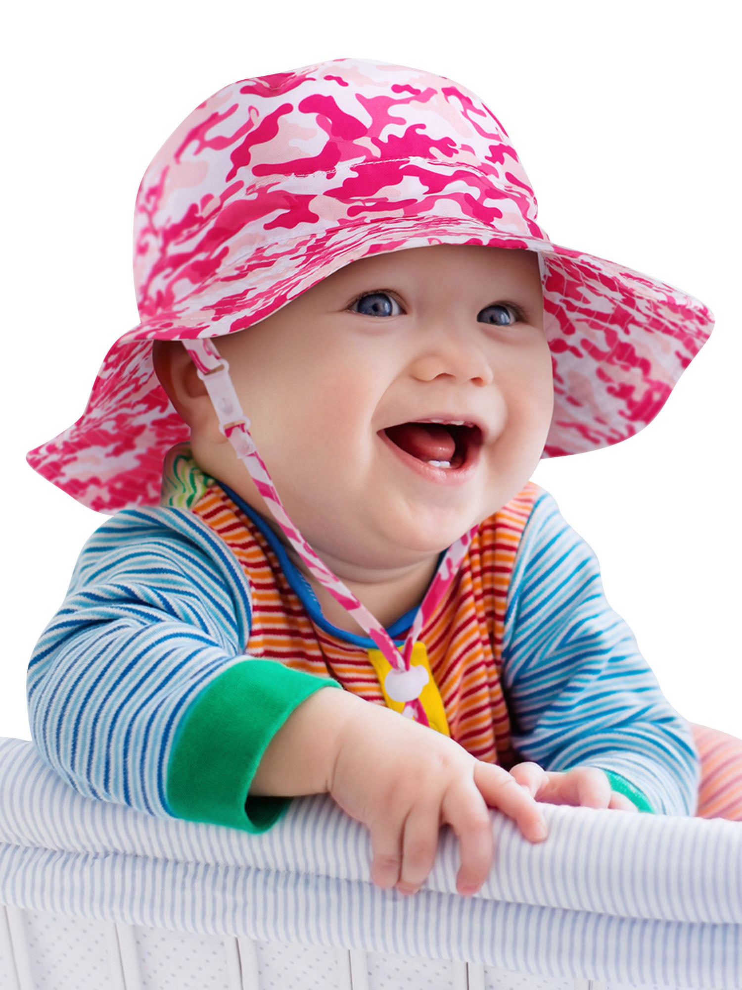100% Cotton girls hats SUN NECK PROTECTION Summer CAP size 6-24 Months 