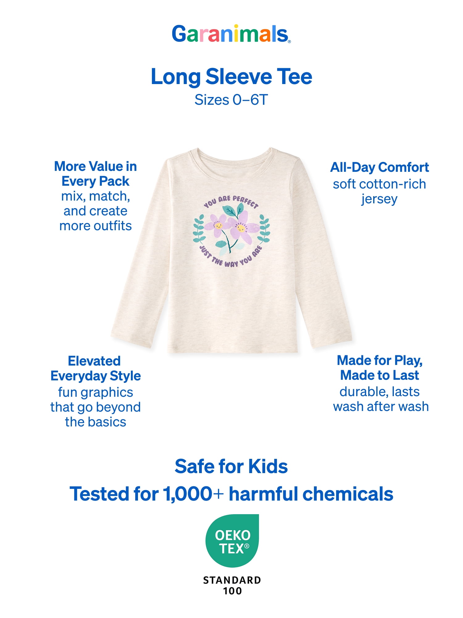 Garanimals Baby & Toddler Girl Long Sleeve Shirts, Single & 3-Pack, Sizes 0-6T