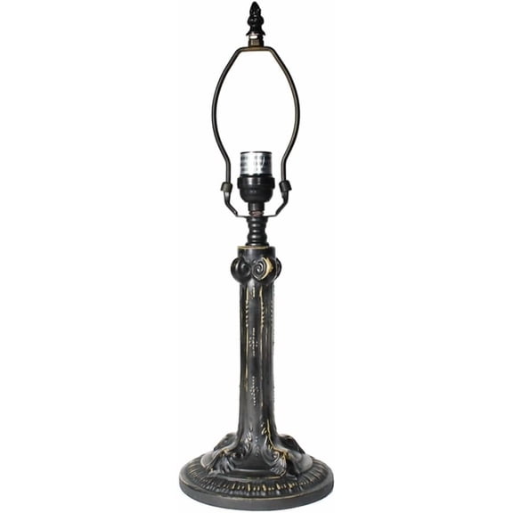 Gothic Metal Lamp Base, Dark Bronze Finish with Gold Highlights, Nicely Weighted, 17.5" Tall