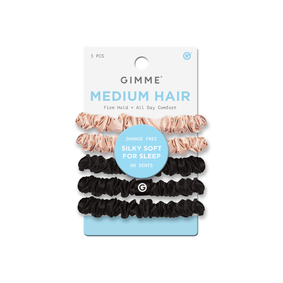 Gimme Beauty Satin Hair Bands, Ultra-Gentle, Anti-Frizz, Ponytail Holder, 5 Count