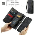 thumbnail image 3 of For Samsung A15 Case, Shockproof Card Holder Flip Magnetic 2-in-1 Detachable Zipper Slots Wallet Cover for Samsung Galaxy A15 5G, Anti-Scratch Leather TPU Bumper Luxury Purse Holster, Blue, 3 of 8
