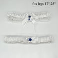 thumbnail image 3 of White Wedding Garter Set with Something Blue Flower Charm - Plus, 3 of 7