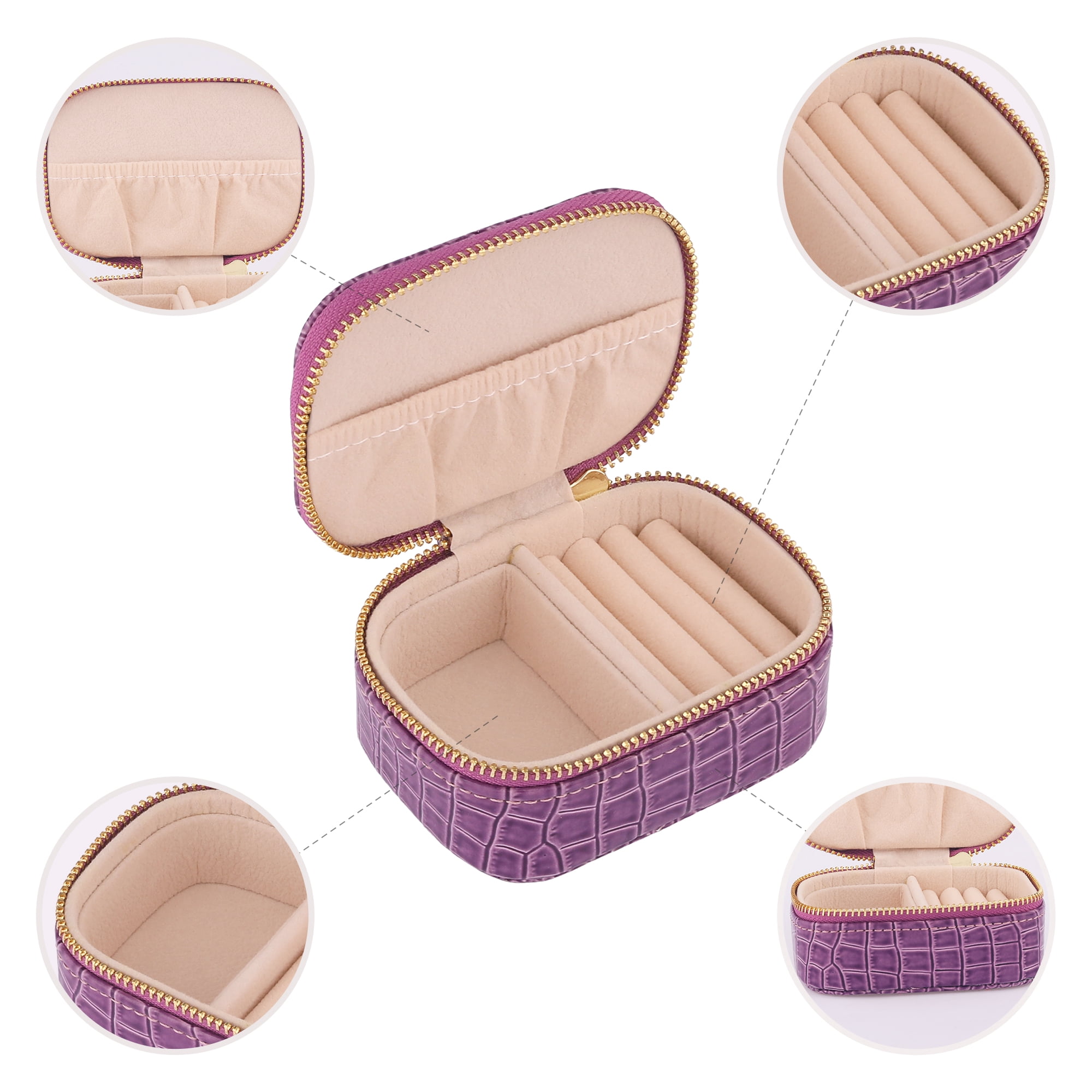 Unique Bargains Travel Jewelry Box Organizer Case Purple