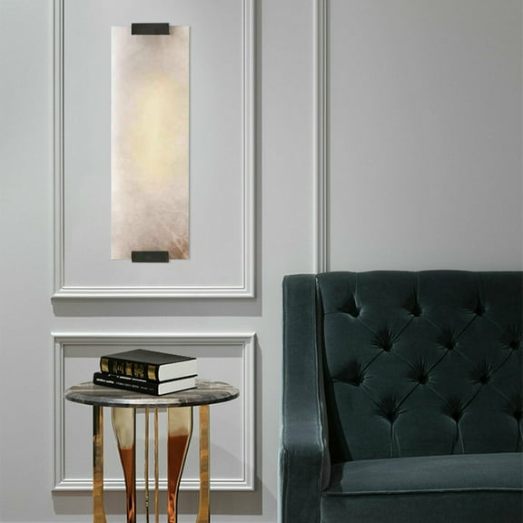 Hand-Carved Wall Lamp Rectangular Alabaster Sconce Light Room Lighting Decor
