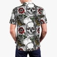 thumbnail image 3 of Balery Skulls Roses Printed Men’s Short Sleeve Polo Shirt, Midweight Men's Shirt,Golf Polo shirts -4X-Large, 3 of 8