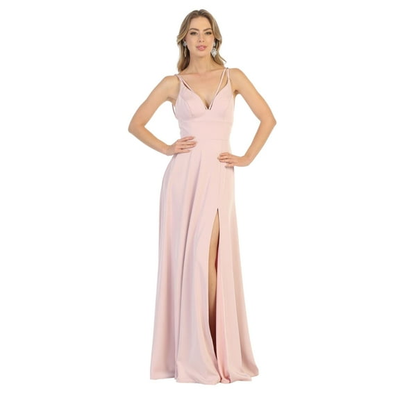 Womens Dusty Rose Bridesmaid Evening Prom Long V-Neck Sleeveless A-Line Plus Size Dress