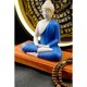 thumbnail image 3 of Houlu Blue Buddha Statue and Circle LED Table Lamp, Ceramic Buddha Statue for Home Décor, 3 of 5