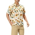 thumbnail image 4 of Unique Bargains Men's Summer Sunflower Printed Short Sleeve Button Down Shirt M White, 4 of 6
