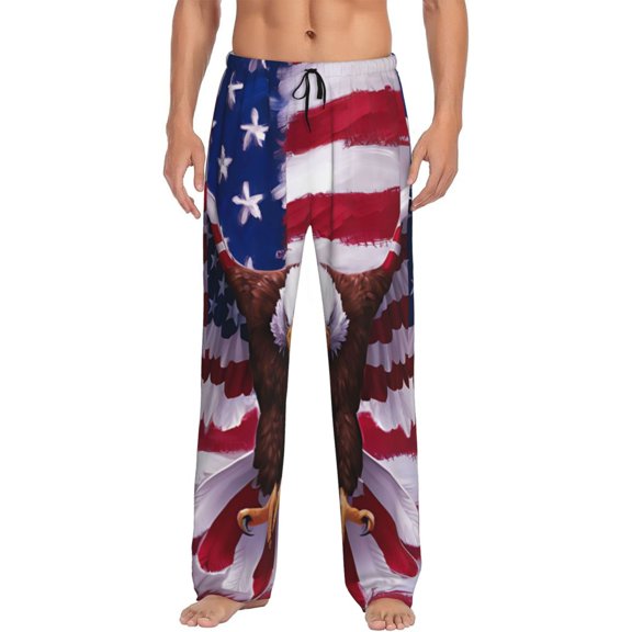 Hirioo USA Eagle with Spread Wings for Women's PJ Pajama Pants Sleep Pants Women's Home Trousers with Pockets,S-3XL-Small