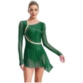 thumbnail image 1 of Rswnyirn Robe de Patinage Artistique en Strass Brillant pour Femmes Manches Longues Jupe de Danse Ballet Vert TG, 1 of 7