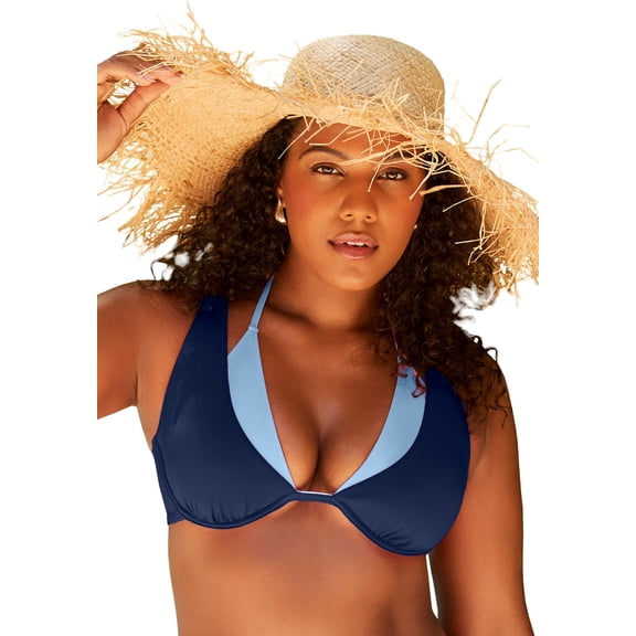 Swimsuits for All Women's Underwire Shimmer Peekaboo Bikini Top