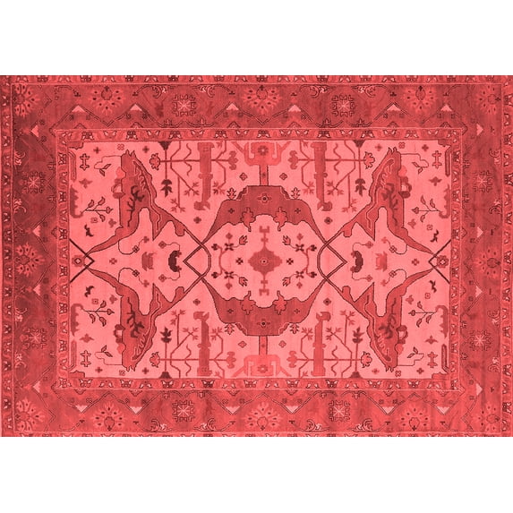 Ahgly Company Indoor Rectangle Oriental Red Industrial Area Rugs, 7' x 9'